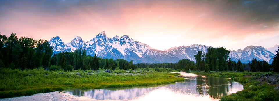 Sunset in the Grand Tetons of Jackson Hole, Wyoming