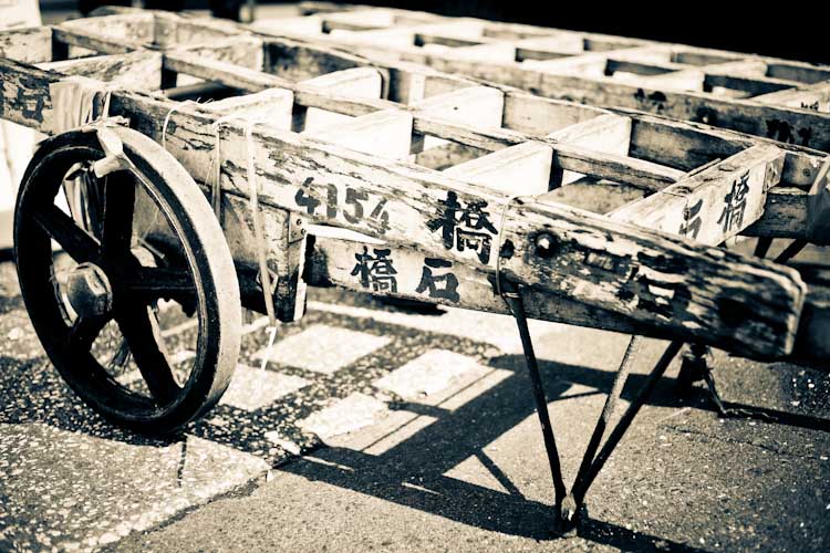 Wooden cart at Tsukiji Fish Market - Tokyo Japan
