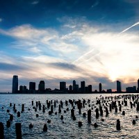 Sunset over New Jersey as seen from New York City