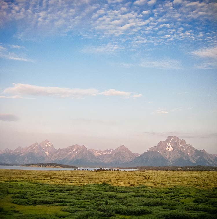 Sunrise over the Teton Mountains in Jackson, Wyoming